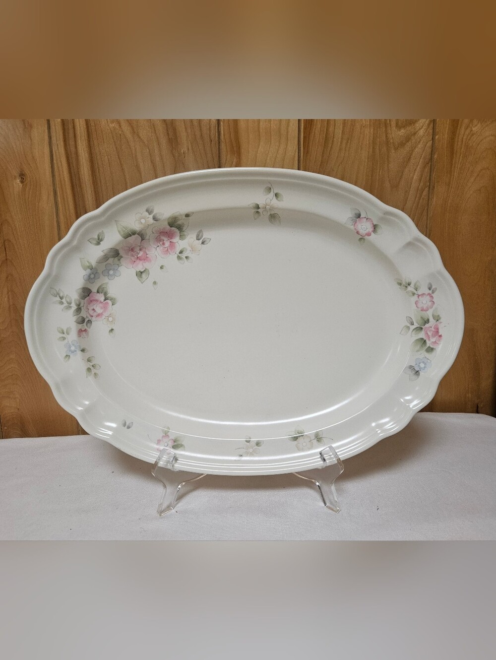 Vintage Pfaltzgraff Tea Rose Pattern Oval Serving Platter Preowned Made USA